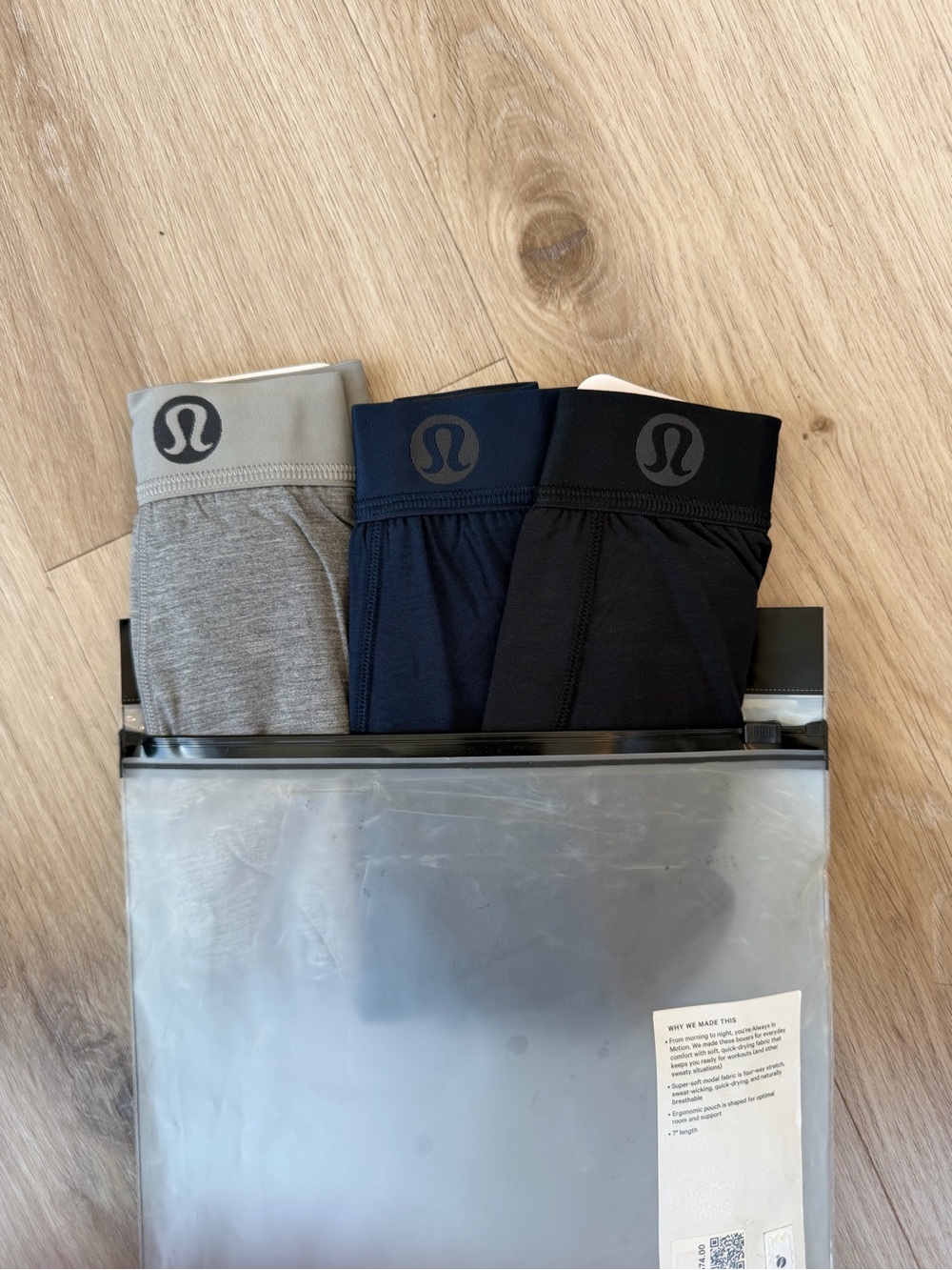 Lululemon Men’s 3-Pack Always in Motion Briefs — Gray, Navy, Black